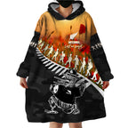 New Zealand ANZAC Rugby Wearable Blanket Hoodie Soldier Fern With Kiwi Bird LT05