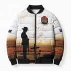 Australia And New Zealand ANZAC Day Bomber Puffer Jacket Battle Of Beersheba