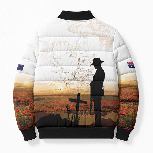 Australia And New Zealand ANZAC Day Bomber Puffer Jacket Battle Of Beersheba