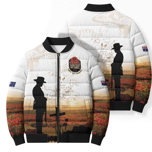 Australia And New Zealand ANZAC Day Bomber Puffer Jacket Battle Of Beersheba