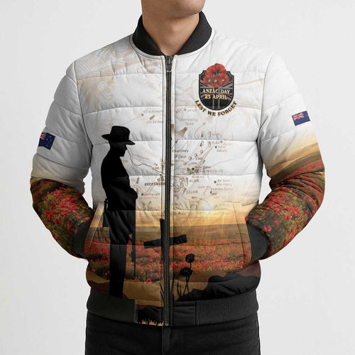 Australia And New Zealand ANZAC Day Bomber Puffer Jacket Battle Of Beersheba