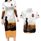 Australia And New Zealand ANZAC Day Couples Matching Long Sleeve Bodycon Dress and Hawaiian Shirt Battle Of Beersheba