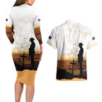Australia And New Zealand ANZAC Day Couples Matching Long Sleeve Bodycon Dress and Hawaiian Shirt Battle Of Beersheba