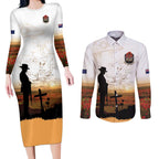 Australia And New Zealand ANZAC Day Couples Matching Long Sleeve Bodycon Dress and Long Sleeve Button Shirt Battle Of Beersheba
