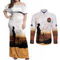 Australia And New Zealand ANZAC Day Couples Matching Off Shoulder Maxi Dress and Long Sleeve Button Shirt Battle Of Beersheba