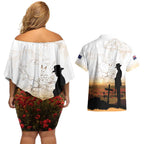 Australia And New Zealand ANZAC Day Couples Matching Off Shoulder Short Dress and Hawaiian Shirt Battle Of Beersheba