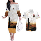 Australia And New Zealand ANZAC Day Couples Matching Off The Shoulder Long Sleeve Dress and Hawaiian Shirt Battle Of Beersheba