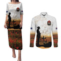 Australia And New Zealand ANZAC Day Couples Matching Puletasi and Long Sleeve Button Shirt Battle Of Beersheba
