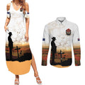 Australia And New Zealand ANZAC Day Couples Matching Summer Maxi Dress and Long Sleeve Button Shirt Battle Of Beersheba