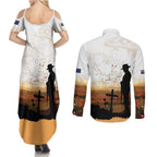 Australia And New Zealand ANZAC Day Couples Matching Summer Maxi Dress and Long Sleeve Button Shirt Battle Of Beersheba