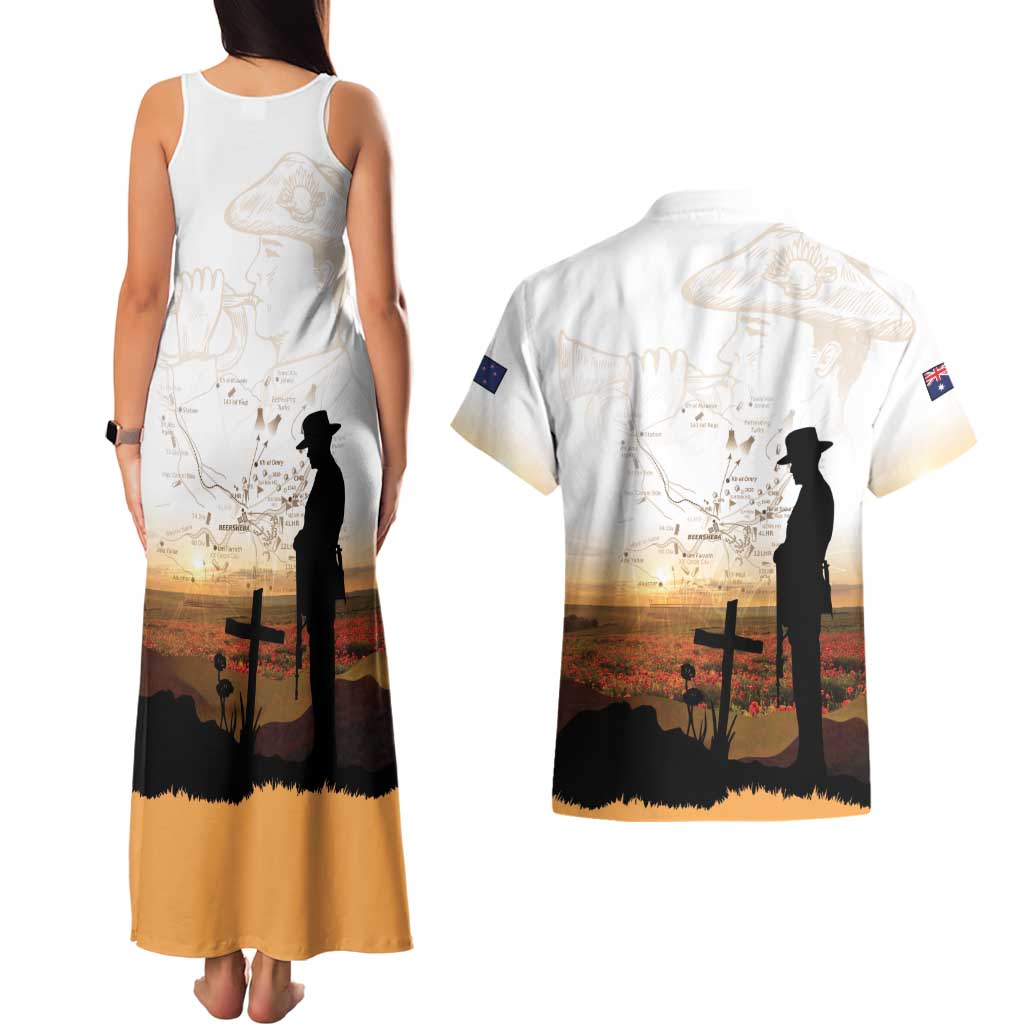 Australia And New Zealand ANZAC Day Couples Matching Tank Maxi Dress and Hawaiian Shirt Battle Of Beersheba