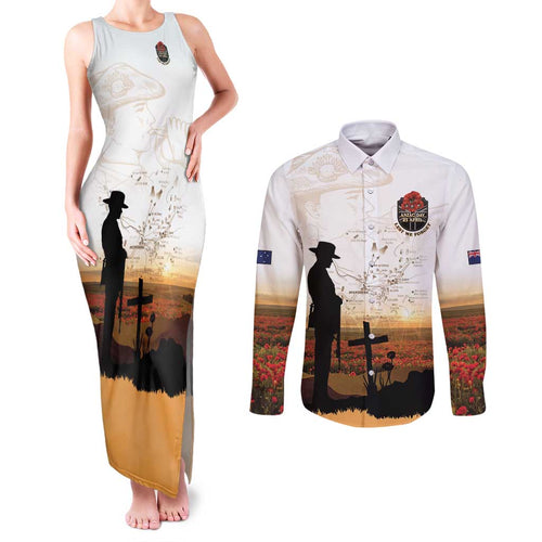 Australia And New Zealand ANZAC Day Couples Matching Tank Maxi Dress and Long Sleeve Button Shirt Battle Of Beersheba