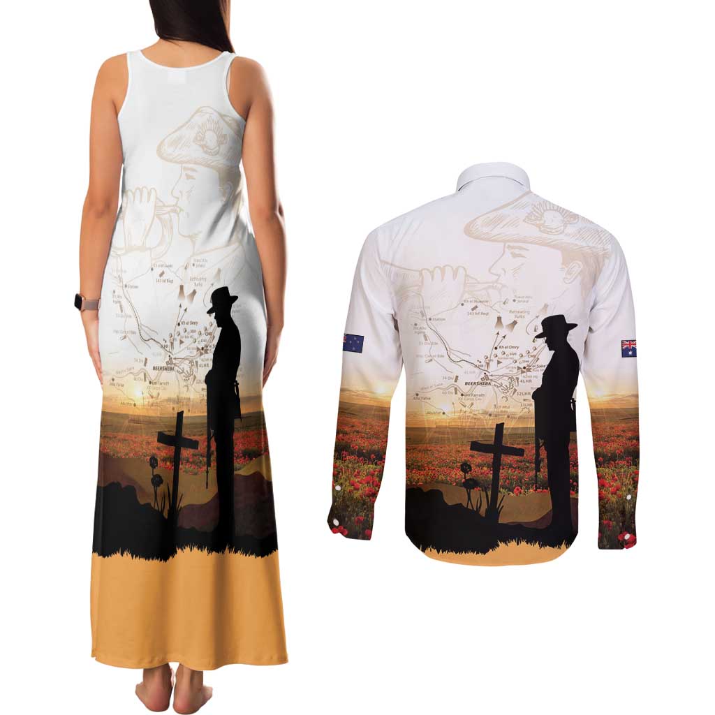 Australia And New Zealand ANZAC Day Couples Matching Tank Maxi Dress and Long Sleeve Button Shirt Battle Of Beersheba