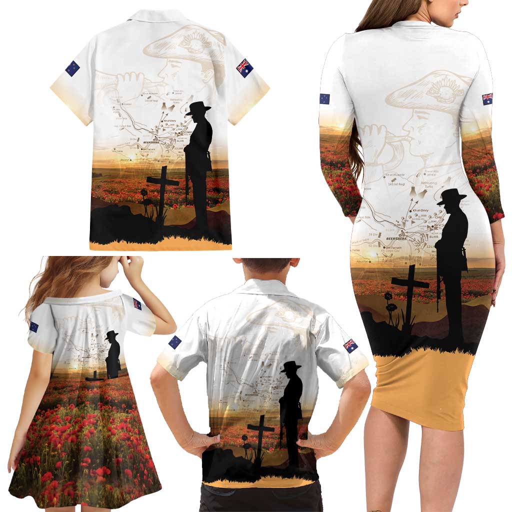 Australia And New Zealand ANZAC Day Family Matching Long Sleeve Bodycon Dress and Hawaiian Shirt Battle Of Beersheba