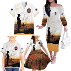 Australia And New Zealand ANZAC Day Family Matching Off The Shoulder Long Sleeve Dress and Hawaiian Shirt Battle Of Beersheba
