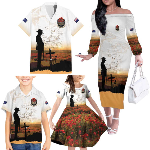 Australia And New Zealand ANZAC Day Family Matching Off The Shoulder Long Sleeve Dress and Hawaiian Shirt Battle Of Beersheba