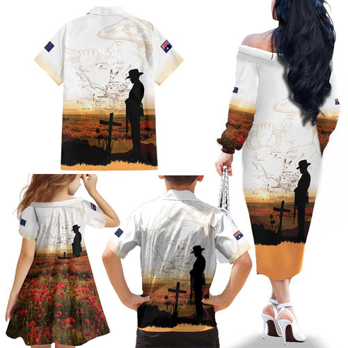 Australia And New Zealand ANZAC Day Family Matching Off The Shoulder Long Sleeve Dress and Hawaiian Shirt Battle Of Beersheba