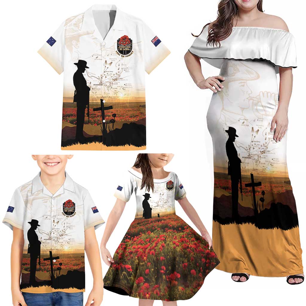 Australia And New Zealand ANZAC Day Family Matching Off Shoulder Maxi Dress and Hawaiian Shirt Battle Of Beersheba