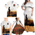 Australia And New Zealand ANZAC Day Family Matching Off Shoulder Maxi Dress and Hawaiian Shirt Battle Of Beersheba