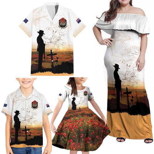 Australia And New Zealand ANZAC Day Family Matching Off Shoulder Maxi Dress and Hawaiian Shirt Battle Of Beersheba