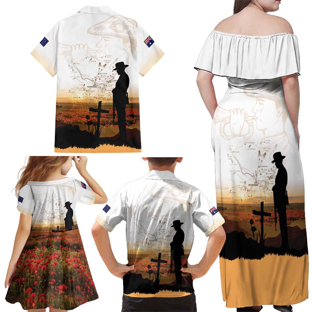 Australia And New Zealand ANZAC Day Family Matching Off Shoulder Maxi Dress and Hawaiian Shirt Battle Of Beersheba