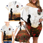 Australia And New Zealand ANZAC Day Family Matching Off Shoulder Short Dress and Hawaiian Shirt Battle Of Beersheba