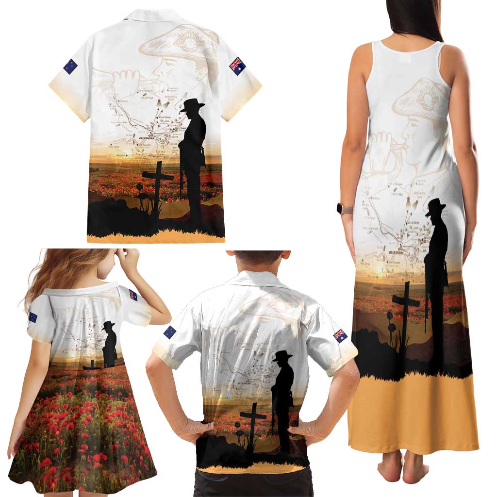 Australia And New Zealand ANZAC Day Family Matching Tank Maxi Dress and Hawaiian Shirt Battle Of Beersheba