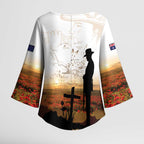 Australia And New Zealand ANZAC Day Kimono Sleeve Blouse Battle Of Beersheba