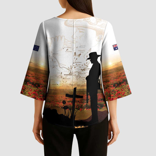 Australia And New Zealand ANZAC Day Kimono Sleeve Blouse Battle Of Beersheba