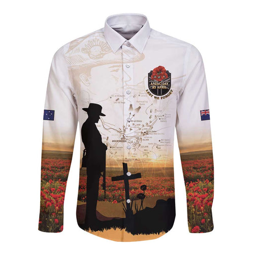 Australia And New Zealand ANZAC Day Long Sleeve Button Shirt Battle Of Beersheba