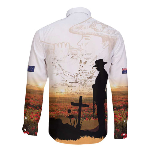 Australia And New Zealand ANZAC Day Long Sleeve Button Shirt Battle Of Beersheba