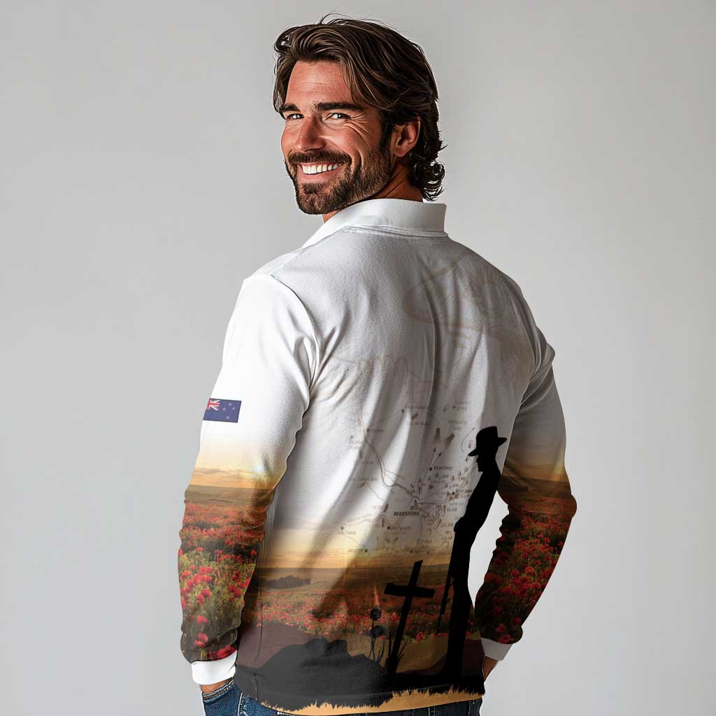 Australia And New Zealand ANZAC Day Long Sleeve Polo Shirt Battle Of Beersheba