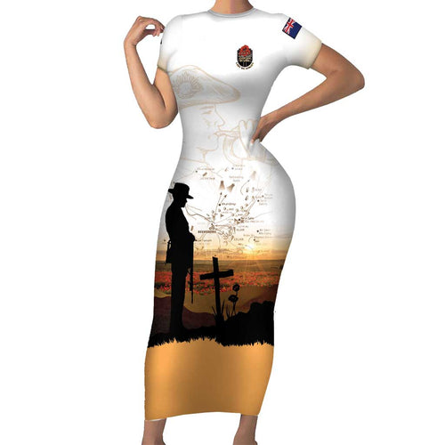 Australia And New Zealand ANZAC Day Short Sleeve Bodycon Dress Battle Of Beersheba