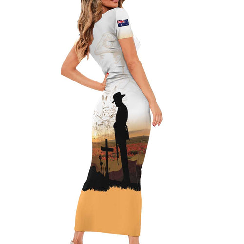 Australia And New Zealand ANZAC Day Short Sleeve Bodycon Dress Battle Of Beersheba