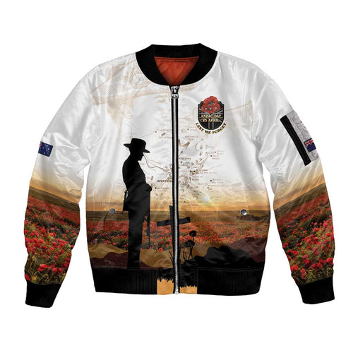Australia And New Zealand ANZAC Day Sleeve Zip Bomber Jacket Battle Of Beersheba