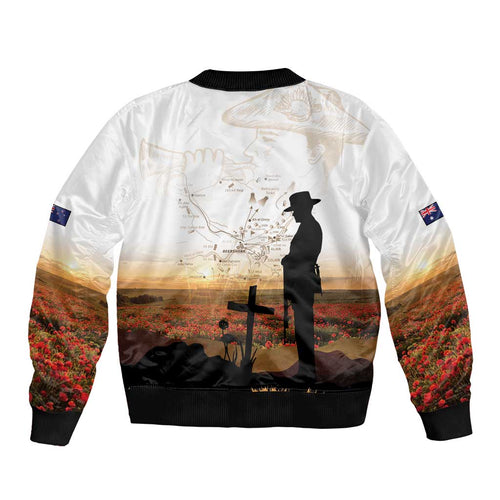 Australia And New Zealand ANZAC Day Sleeve Zip Bomber Jacket Battle Of Beersheba