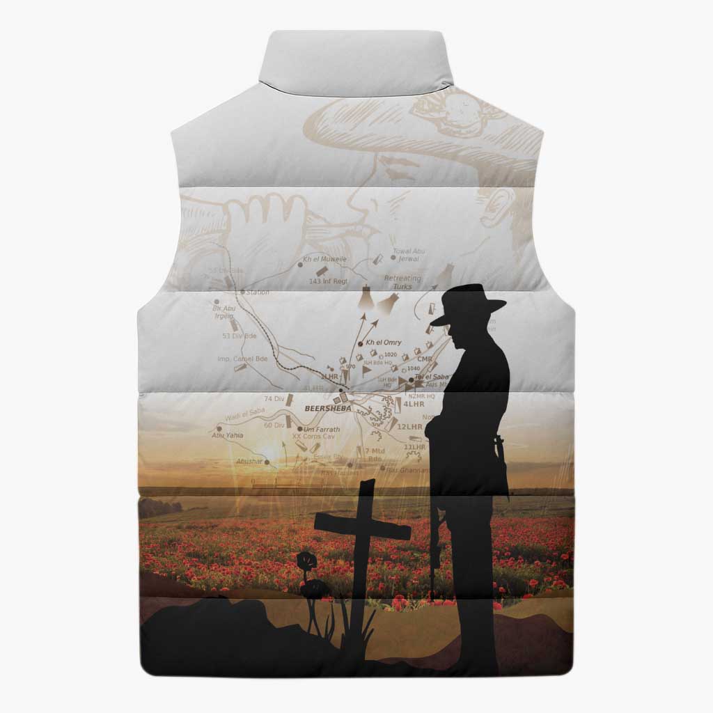 Australia And New Zealand ANZAC Day Sleeveless Puffer Jacket Battle Of Beersheba