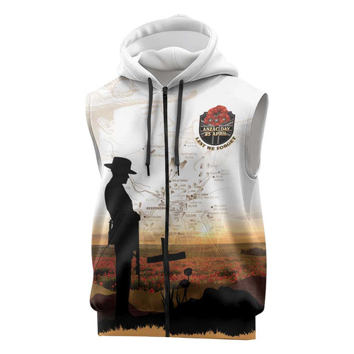 Australia And New Zealand ANZAC Day Sleeveless Zip Hoodie Battle Of Beersheba