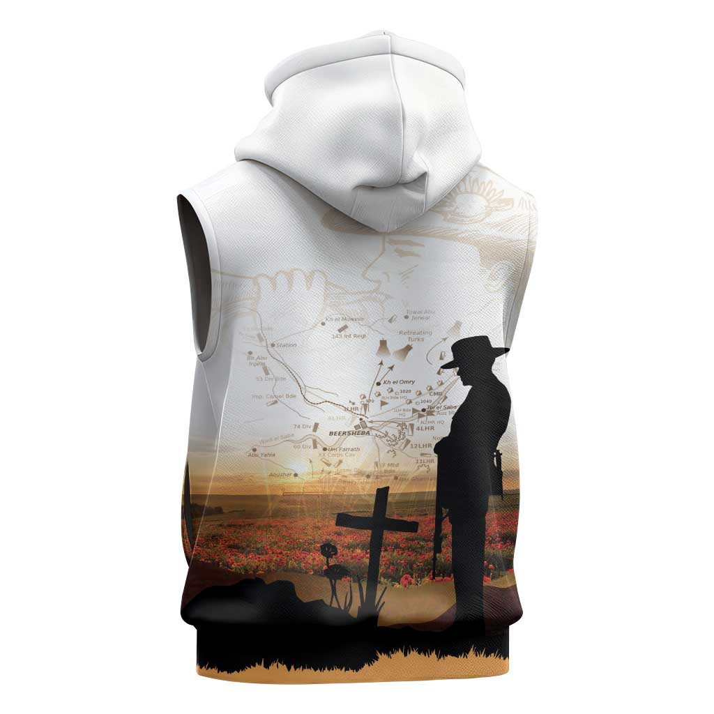 Australia And New Zealand ANZAC Day Sleeveless Zip Hoodie Battle Of Beersheba