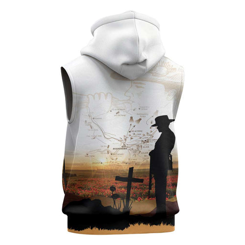 Australia And New Zealand ANZAC Day Sleeveless Zip Hoodie Battle Of Beersheba