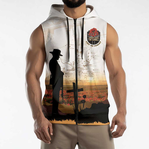 Australia And New Zealand ANZAC Day Sleeveless Zip Hoodie Battle Of Beersheba