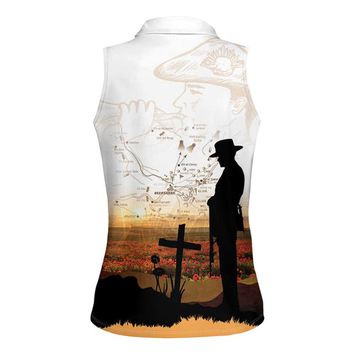 Australia And New Zealand ANZAC Day Women Sleeveless Polo Shirt Battle Of Beersheba