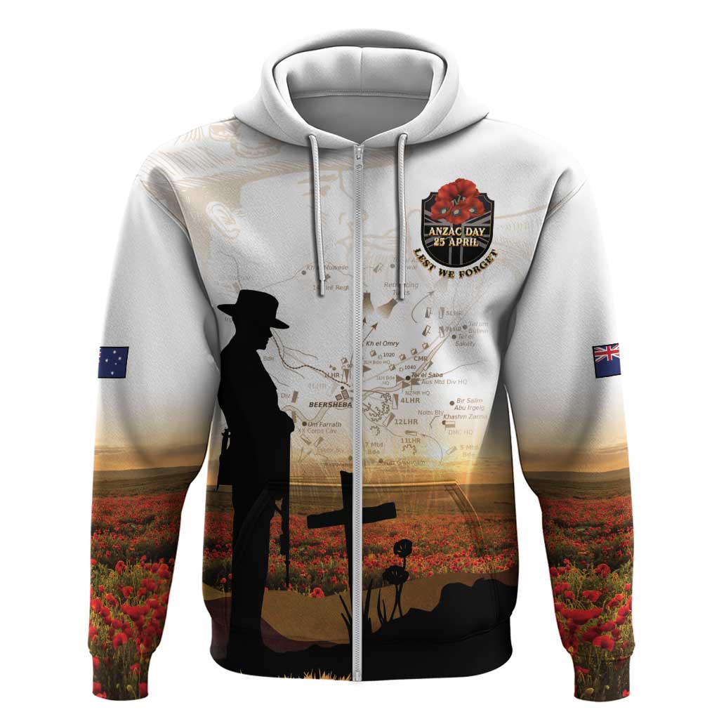Australia And New Zealand ANZAC Day Zip Hoodie Battle Of Beersheba