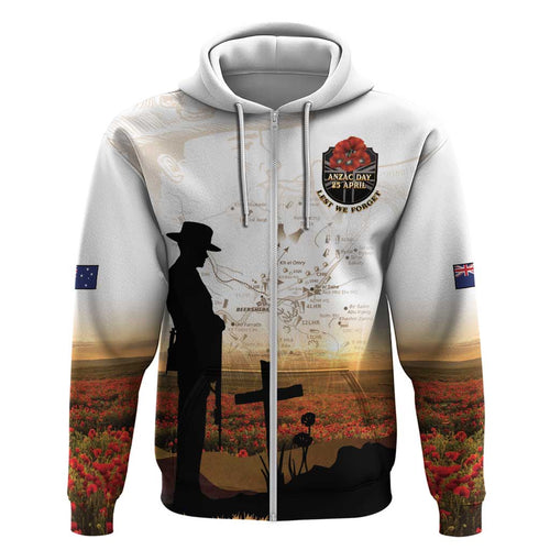 Australia And New Zealand ANZAC Day Zip Hoodie Battle Of Beersheba