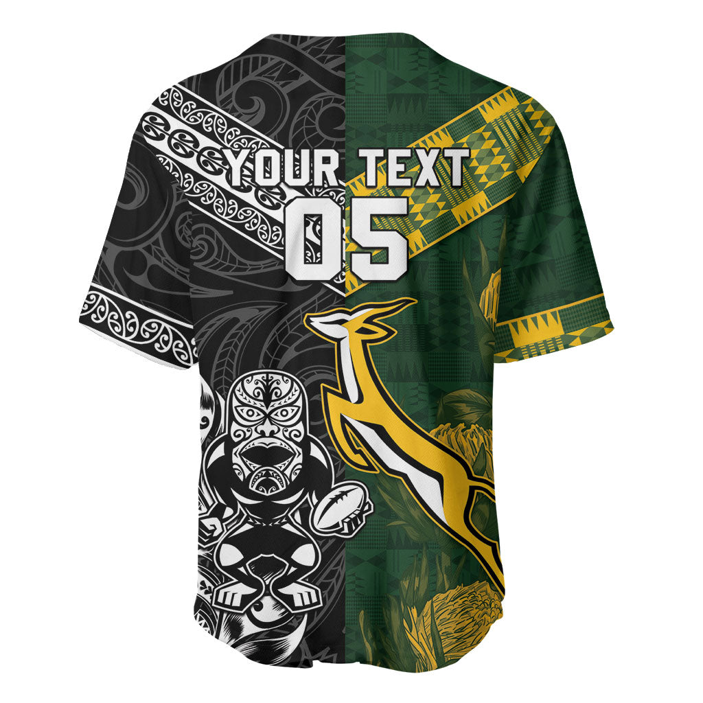 Custom Rugby New Zealand South Africa Baseball Jersey Maori Tiki Springboks Together