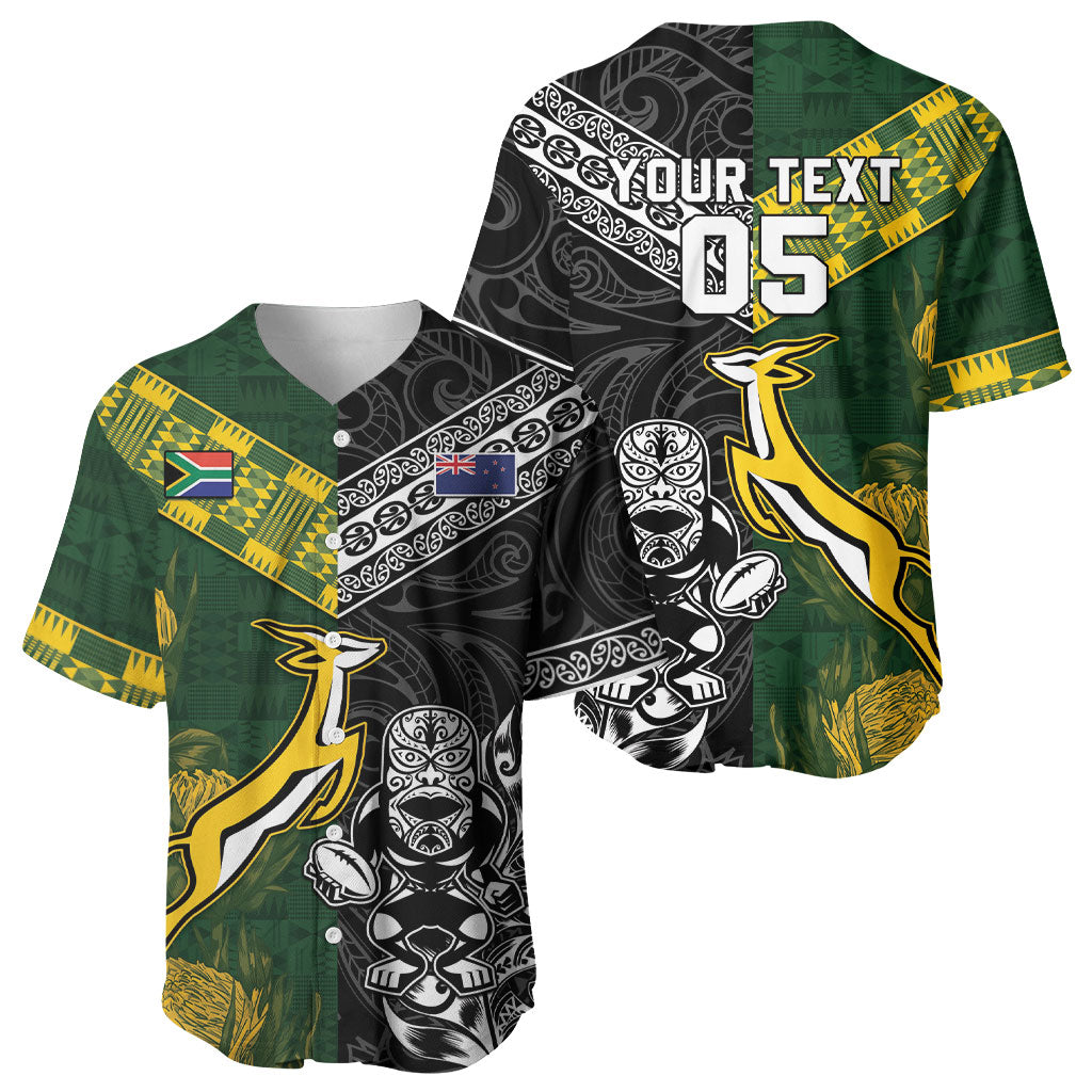 Custom Rugby New Zealand South Africa Baseball Jersey Maori Tiki Springboks Together