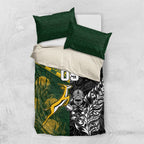 Custom Rugby New Zealand South Africa Bedding Set Maori Tiki Springboks Together