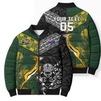 Custom Rugby New Zealand South Africa Bomber Puffer Jacket Maori Tiki Springboks Together