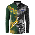 Custom Rugby New Zealand South Africa Button Sweatshirt Maori Tiki Springboks Together