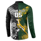 Custom Rugby New Zealand South Africa Button Sweatshirt Maori Tiki Springboks Together